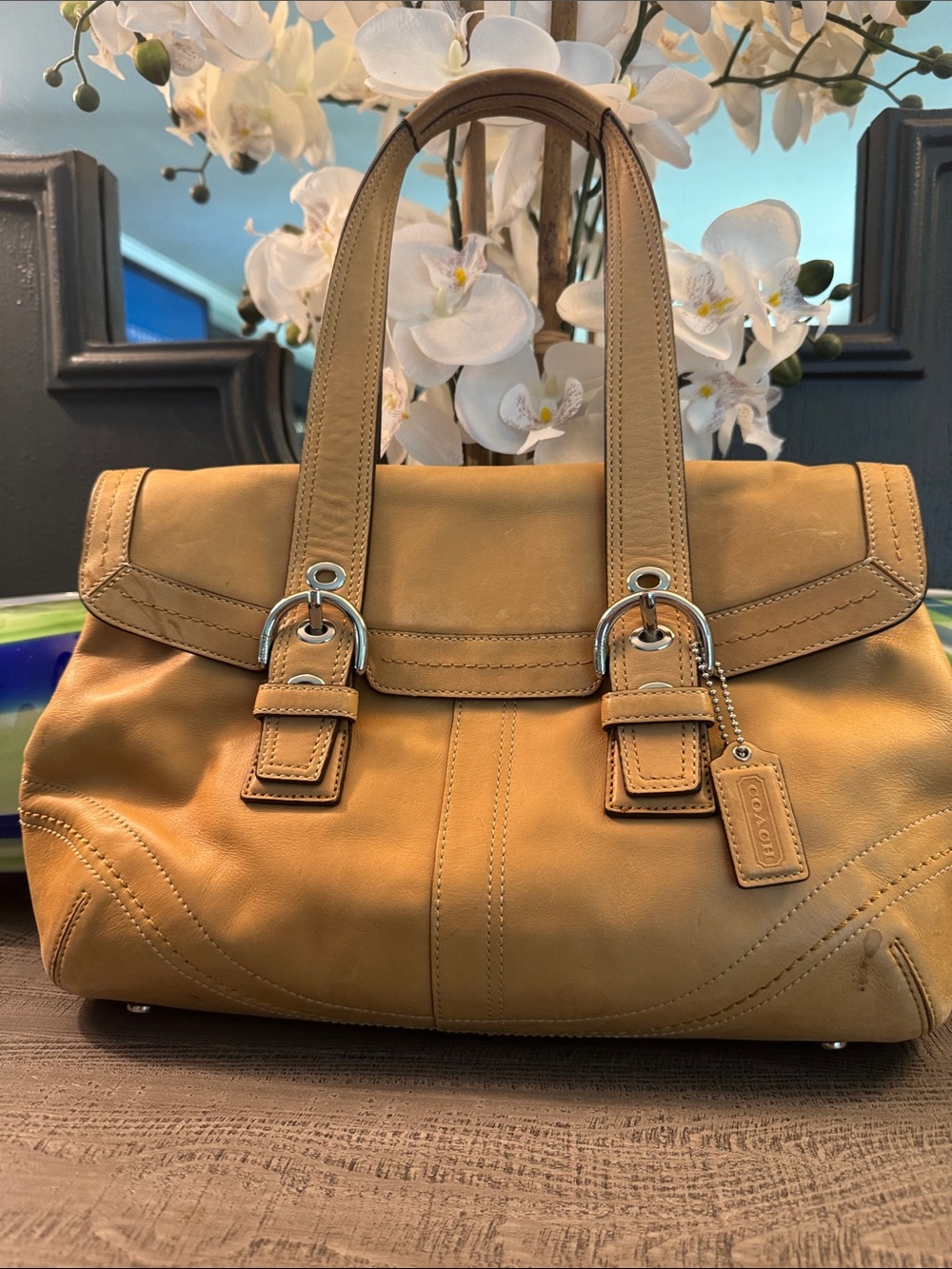 Coach Tan Leather Satchel Handbag